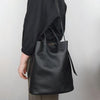 Stylish Black Leather Tote Bag Shoulder Tote Handbag Black Crossbody Tote Purse For Women