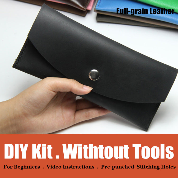 DIY Leather Wallets Kit DIY Black Leather Projects DIY Minimalist Leather Wallet DIY Leather Womens Wallet Kit