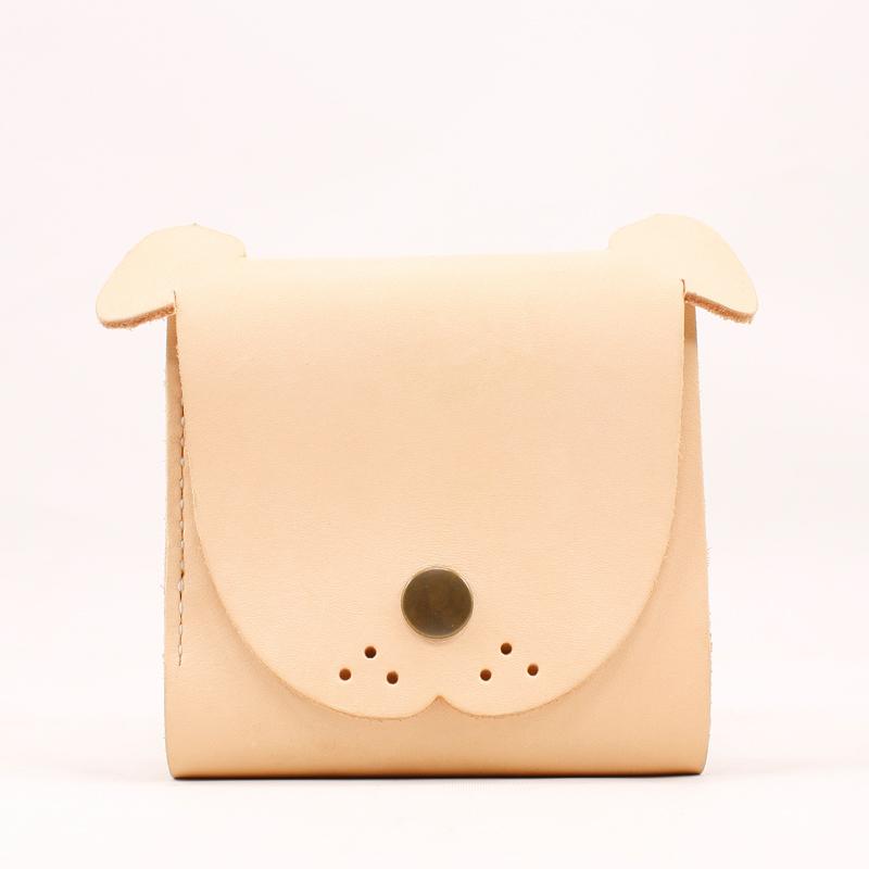 HANDMADE LEATHER Women Cute Dog Trifold Short Small WALLET PERSONALIZED MONOGRAMMED GIFT CUSTOM Card Holder Small Wallet