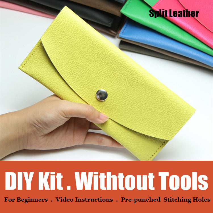 DIY Leather Wallets Kit DIY Yellow Eco Leather Projects DIY Minimalist Leather Wallet DIY Leather Womens Wallet Kit