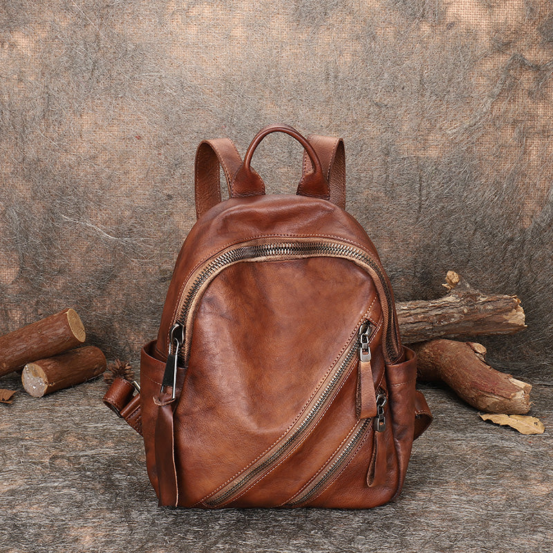 Vintage Green Leather Rucksack Bag Womens Best School Backpack Ladies – Feltify