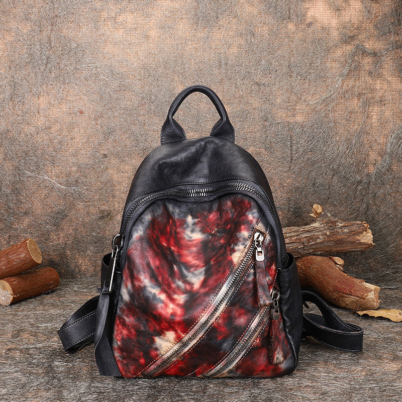 Vintage Dark Gray Leather Rucksack Bag Womens Best School Backpack Ladies Leather Backpack Purses