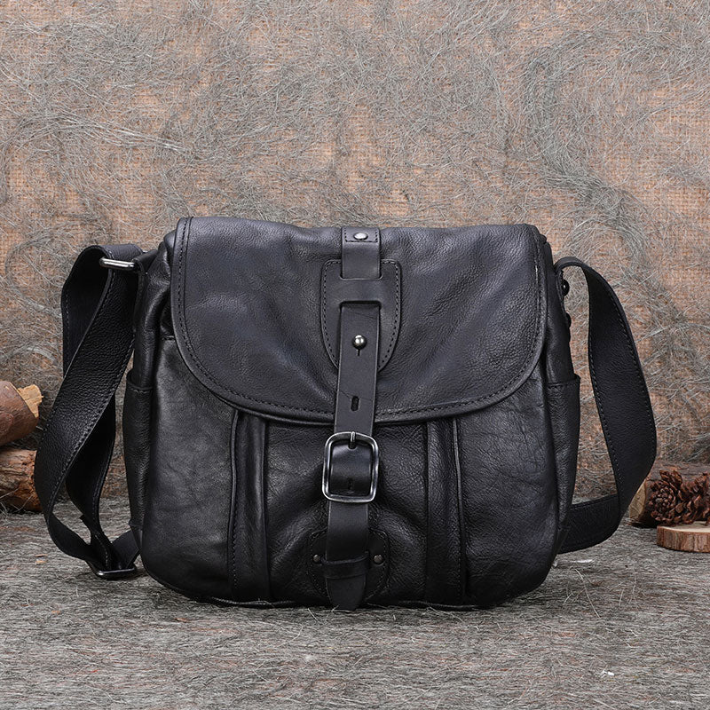 Best Black Gray Leather Womens Shoulder Bag Vintage School Messenger Bag for Ladies