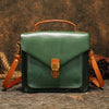 Vintage Green Leather Womens Square Satchel Shoulder Bags School Crossbody Purse for Women
