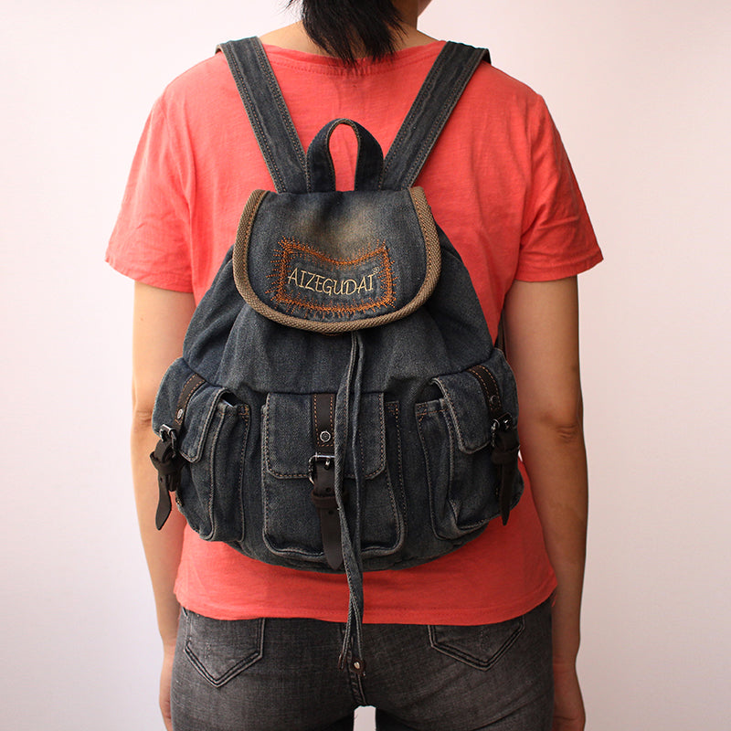 Denim Backpack Rucksack Denim Vintage Womens Denim Backpack School