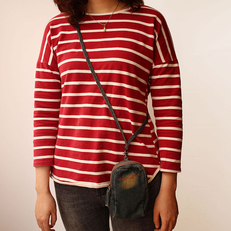 Vintage Womens Denim Mini Pouch with Shoulder Strap Denim Small Phone Purse Bag for Women