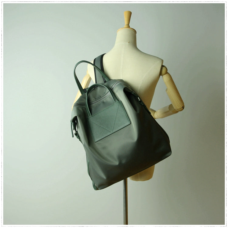 Womens Green Nylon Backpack Bag Best Satchel Backpack Nylon Leather School Rucksack for Ladies