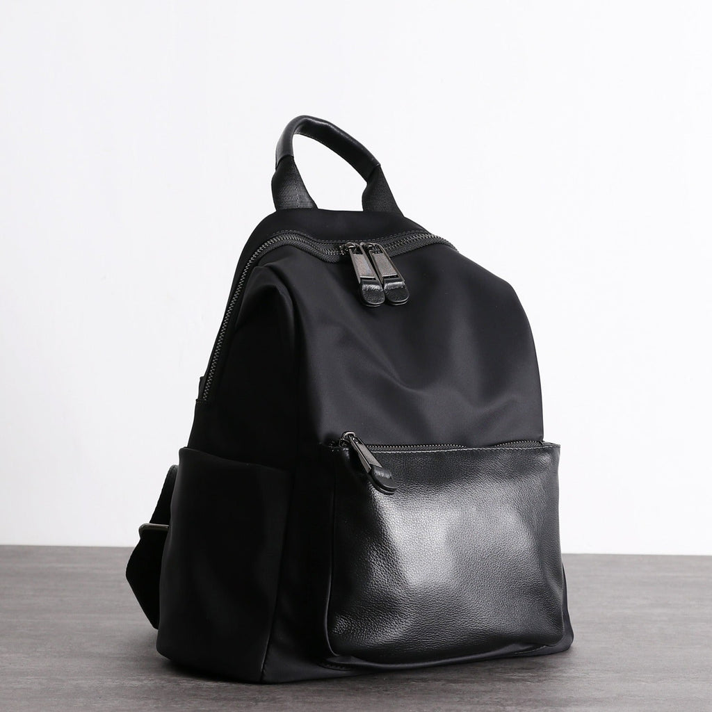Womens Nylon Backpack Black Travel Backpack Bag Nylon Black School Rucksack for Ladies