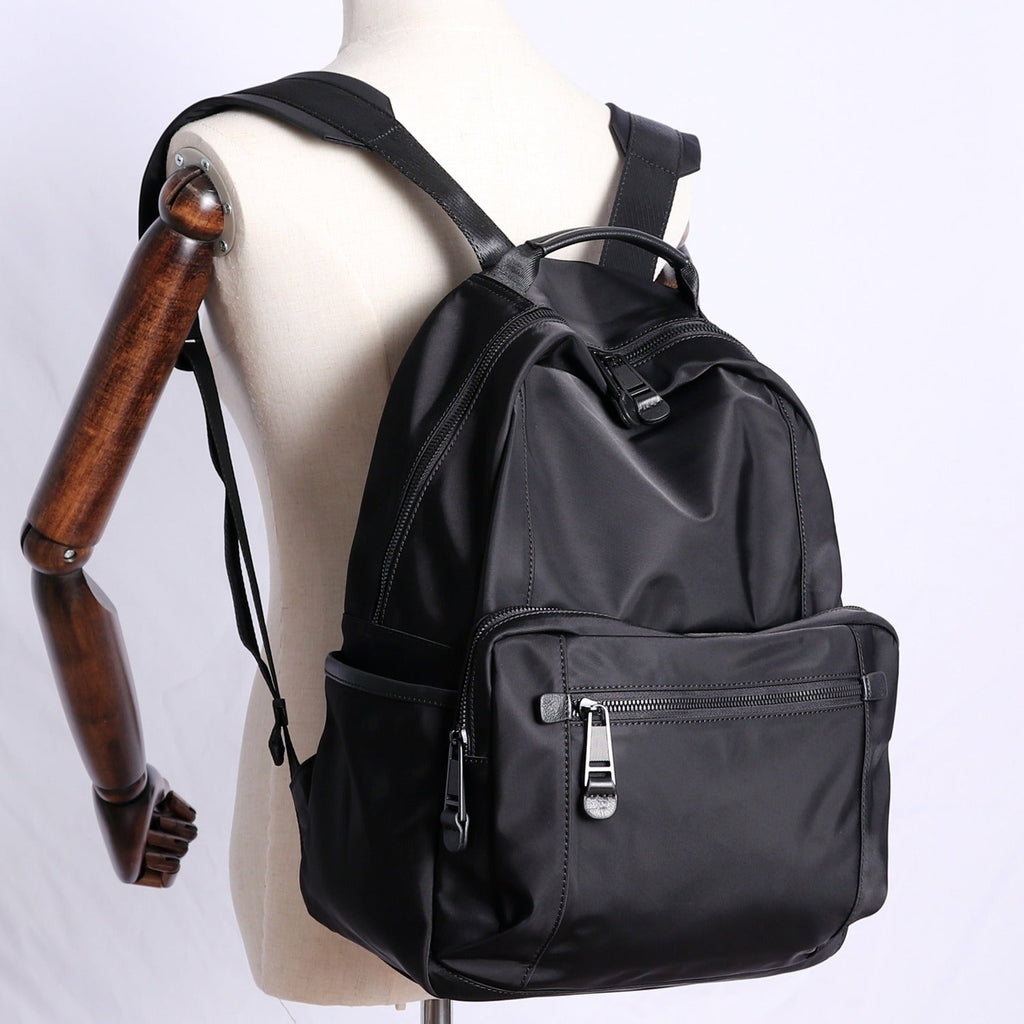 Womens Nylon Laptop Backpack Large Travel Backpack Bag Nylon Black School Rucksack for Ladies