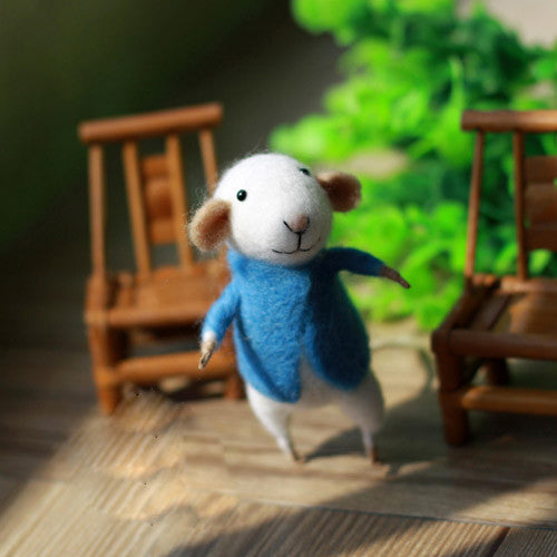 Needle Felted Felting project Wool Animals Cute Blue Jack Mouse