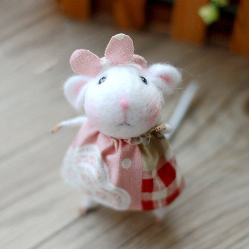 Needle Felted Felting project Wool Animals Cute Pink Mouse - Feltify