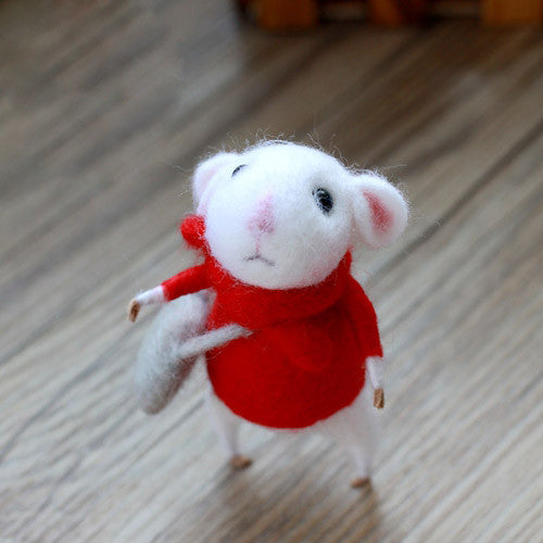 Needle Felted Felting project Wool Animals Red Cute Mouse - Feltify