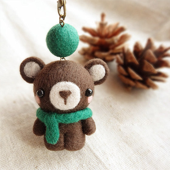 Needle Felted Felting project Animals Scarf Bear Cute Craft