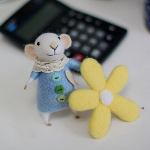Needle Felted Felting project wool Animals Cute Blue Mouse
