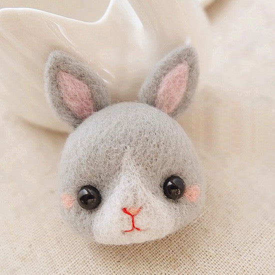 Needle Felted Felting project Wool Animals Gray Bunny Cute Craft